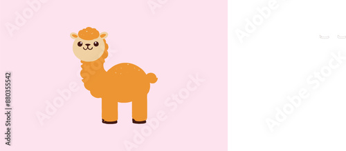 A flat cartoon illustration of a happy baby camel vector style Art