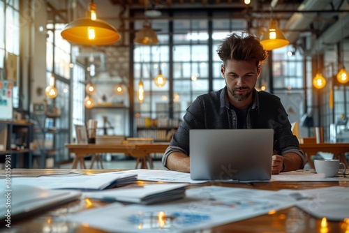 A technical writer drafting a manual on a laptop