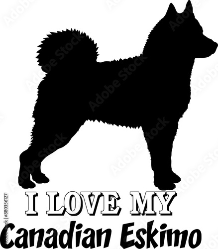  Canadian Eskimo. I love my dog Dog silhouette dog breeds logo dog monogram vector 