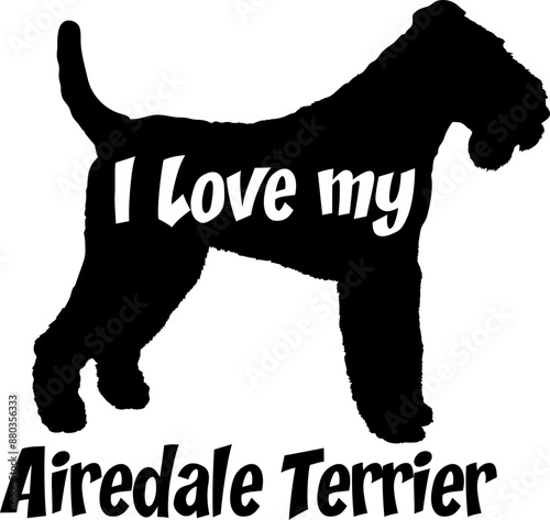 Airedale Terrier. I love my dog Dog silhouette dog breeds logo dog monogram vector 