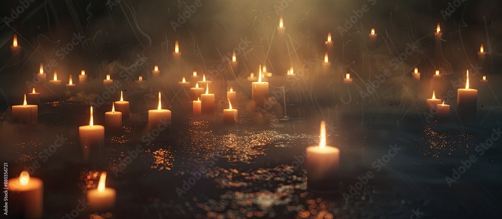 Many candles and a three foot distance with a blank space for an image. Copy space image. Place for adding text and design Many candles and a three foot distance with a blank space for an image. Copy space image. Place for adding text and design