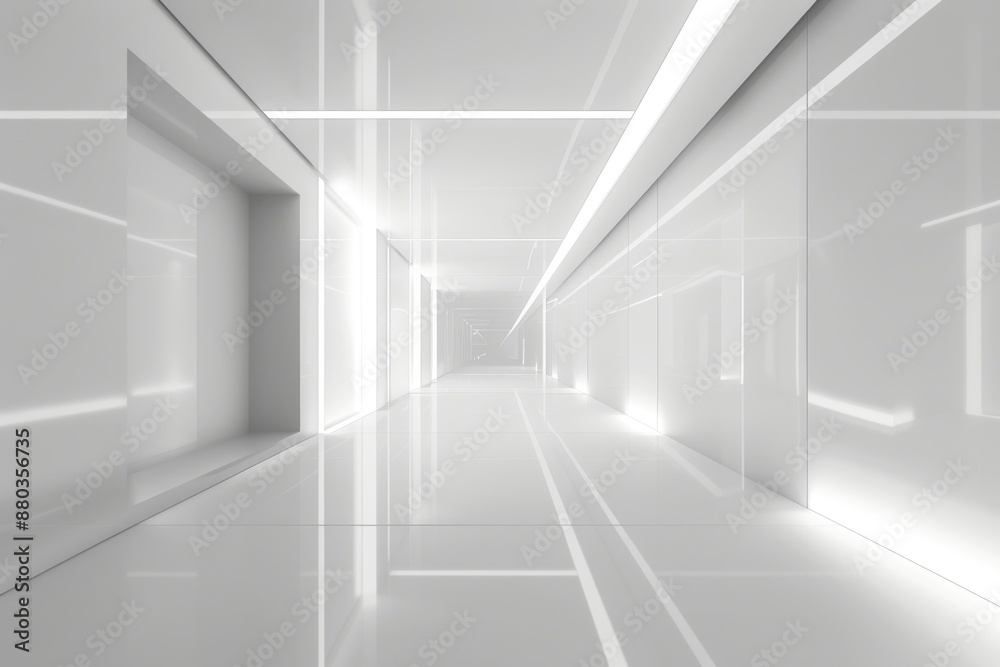 Futuristic Empty White Corridor Background Futuristic Empty White Corridor Background
