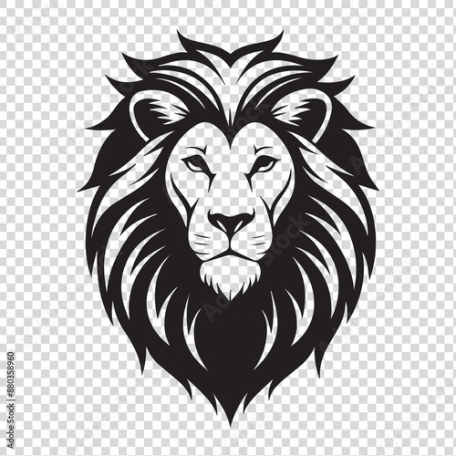 Modern Black and White lion Logo Vector Design on Transparent Background. Vector. Illustration. Logo. Vector. Black. White