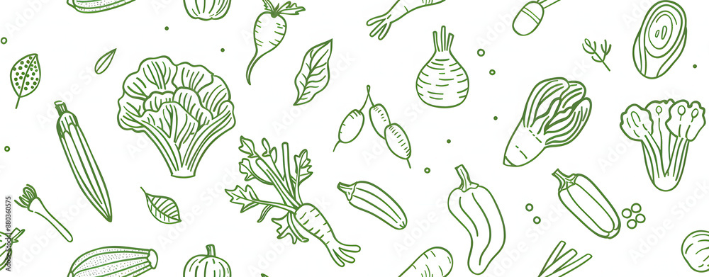 seamless pattern of line drawings of vegetables seamless pattern of line drawings of vegetables