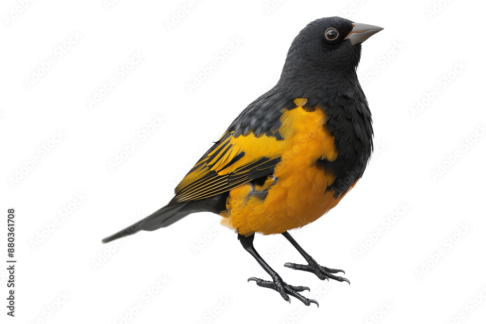 Black yellow bird isolated on transparent background Black yellow bird isolated on transparent background