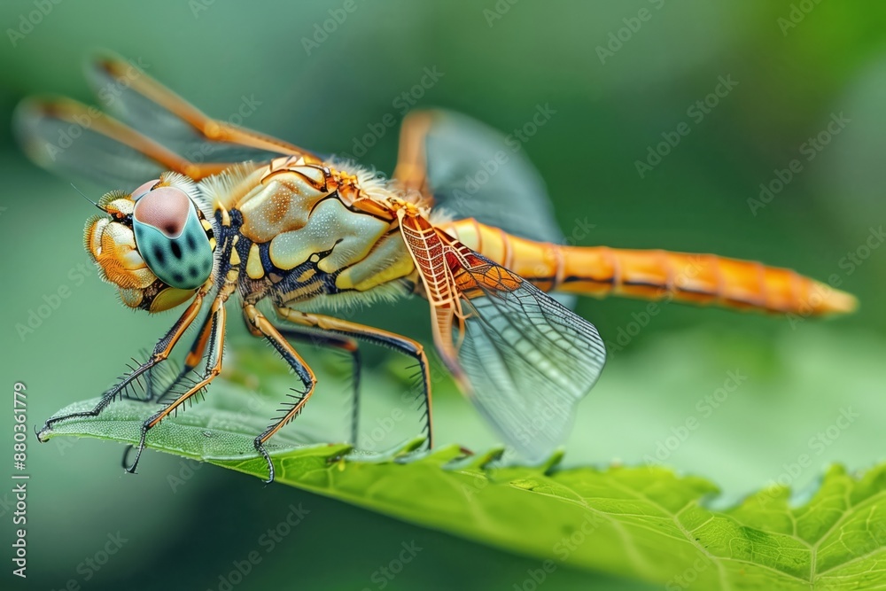 Dragonfly Resting on a Leaf- Capture a dragonfly as it rests on a leaf Dragonfly Resting on a Leaf- Capture a dragonfly as it rests on a leaf