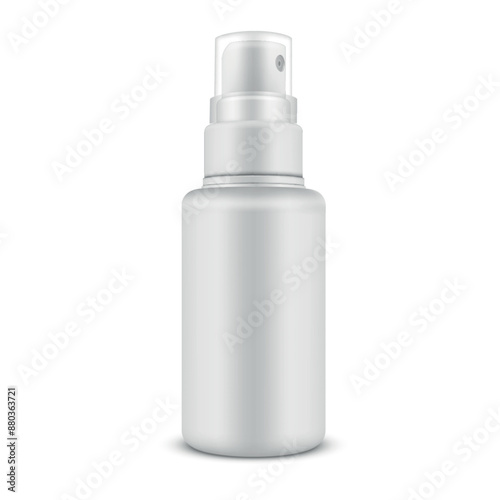 Spray bottle mock up white plastic container with lid for cosmetic medical sanitary realistic vector