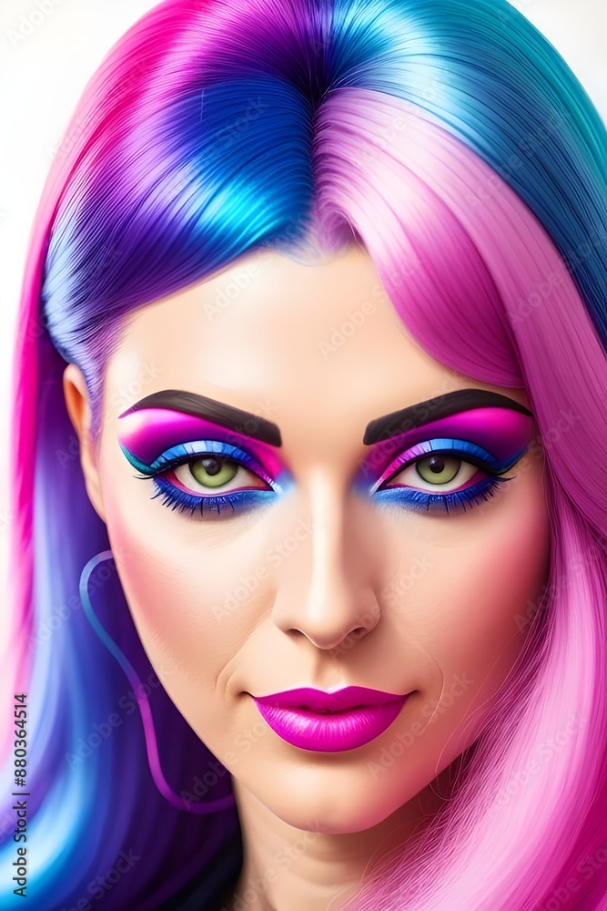 an image of a Colourful, 1970s closeup of a beautiful disco woman, 1970s fashion, retro, vintage, rainbow colors, stylish, retro hairstyle, Beauty, Glamour, Funky, Sequins, an image of a Colourful, 1970s closeup of a beautiful disco woman, 1970s fashion, retro, vintage, rainbow colors, stylish, retro hairstyle, Beauty, Glamour, Funky, Sequins,