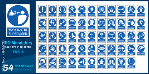 54 set iso mandatory safety signs v1 size a4/a3/a2/a1