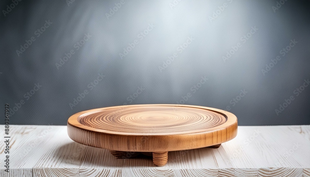 Obraz premium wooden stand with blurred background