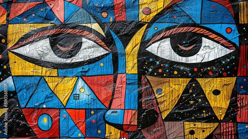 Colorful Geometric Eyes Mural © OlScher