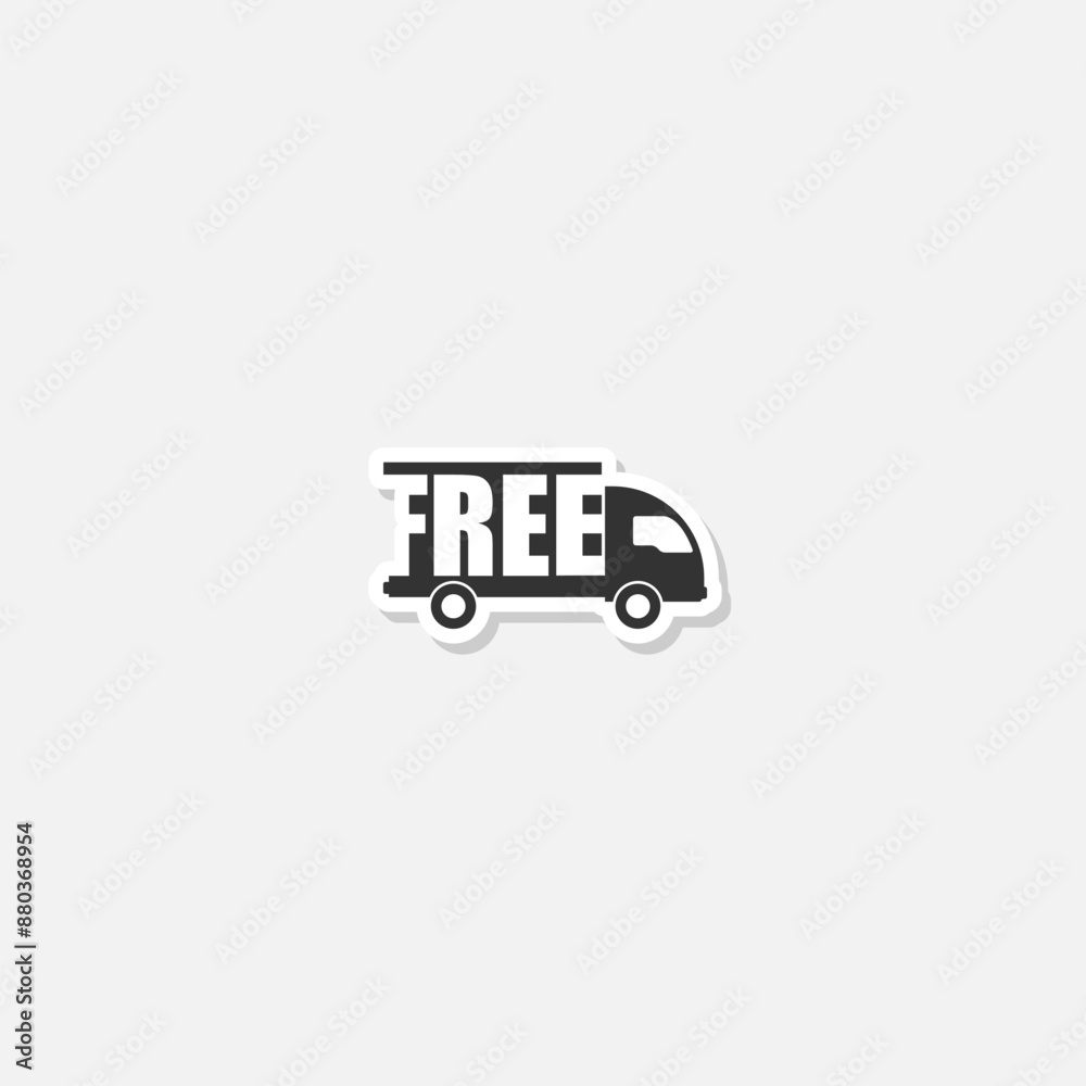 Free Delivery truck icon sticker isolated on gray background Free Delivery truck icon sticker isolated on gray background