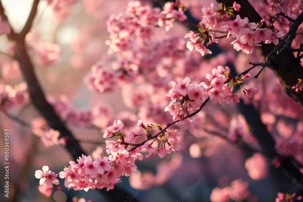 A serene path lined with blooming pink cherry trees, A cherry blossom scene in full bloom, AI generated A serene path lined with blooming pink cherry trees, A cherry blossom scene in full bloom, AI generated
