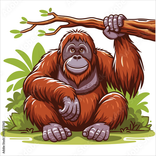 Orang utan cartoon Illustration Isolated on white background