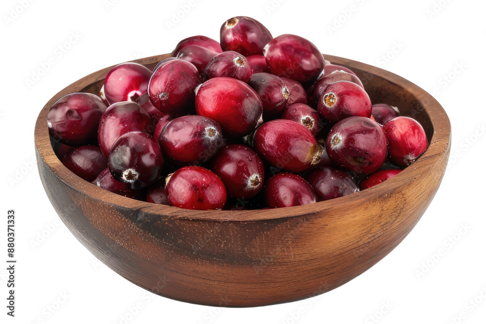 Cran berries in wooden bowl isolated on transparent background Cran berries in wooden bowl isolated on transparent background