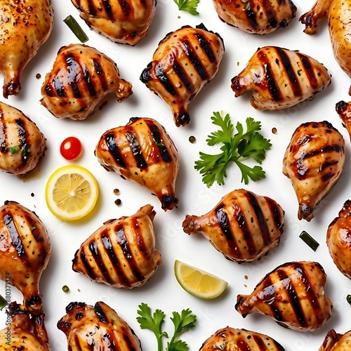 Wallpaper Mural Fresh grilled chicken isolated on a white background, meat, food, meal, background, roasted, dinner, white, delicious, lunch Torontodigital.ca