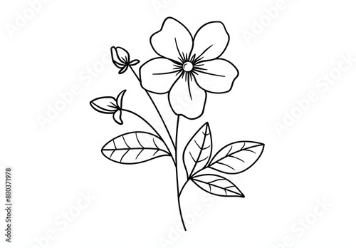 simple flower cartoon line art coloring page for kids, white background