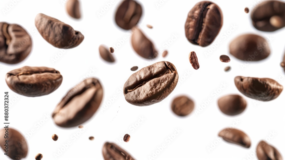 Coffee Bean Shower: A captivating image of roasted coffee beans suspended in mid-air, creating a mesmerizing cascade of aromatic flavor. Coffee Bean Shower: A captivating image of roasted coffee beans suspended in mid-air, creating a mesmerizing cascade of aromatic flavor.