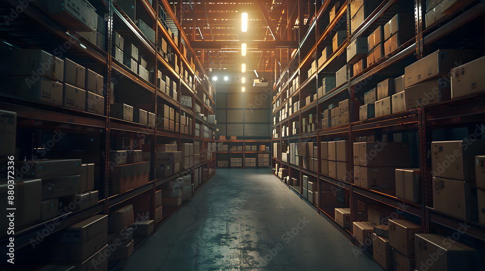 a ware house of delivery company with a lot of boxes a ware house of delivery company with a lot of boxes