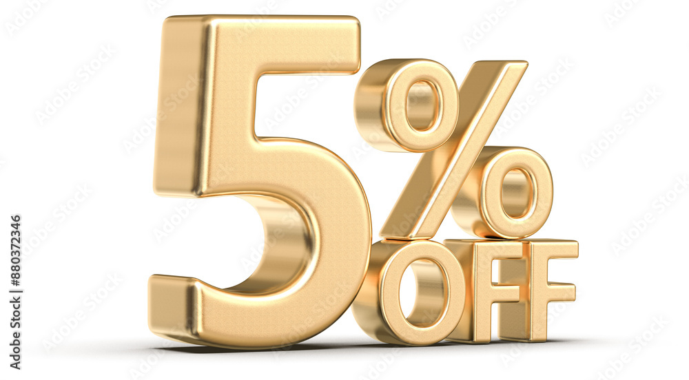 5 Percent Off Sale Gold Number 3D 5 Percent Off Sale Gold Number 3D