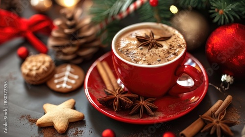 Christmas spirited coffee with treats New Year cheer