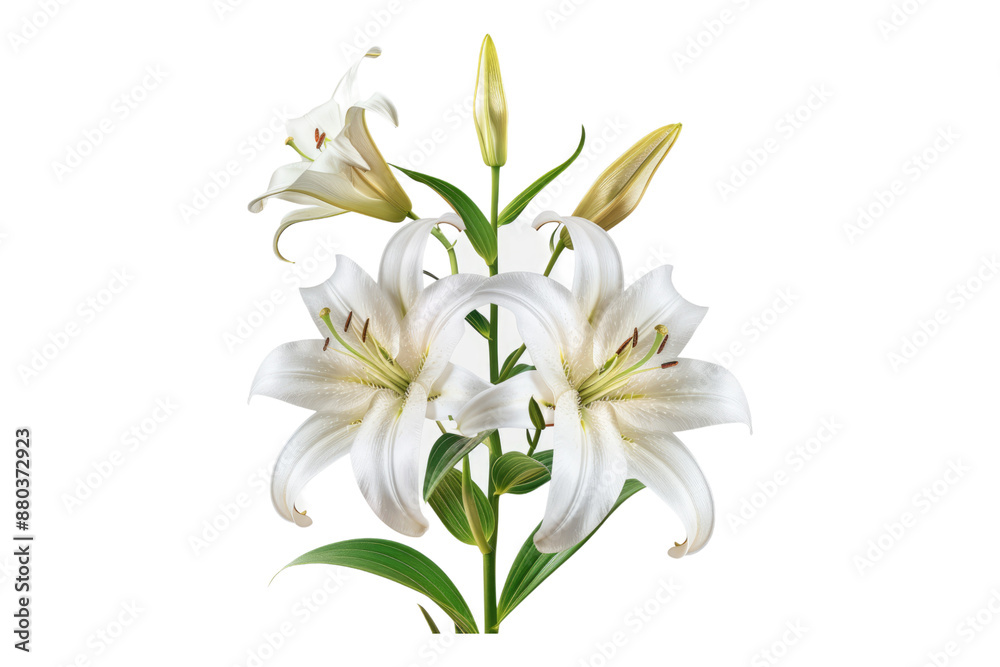 Fototapeta premium Easter lilies isolated on transparent background