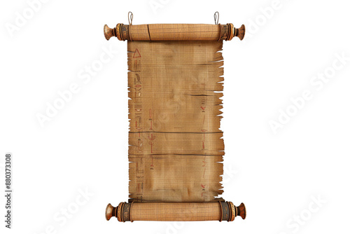 Egyptian papyrus scroll isolated on transparent background