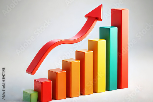 Free Download 3D bar chart with upward red arrow - GFXLoad