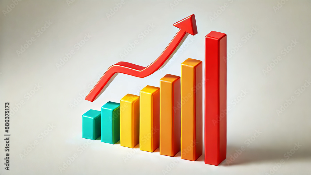 Financial growth illustrated with 3D bar chart Financial growth illustrated with 3D bar chart