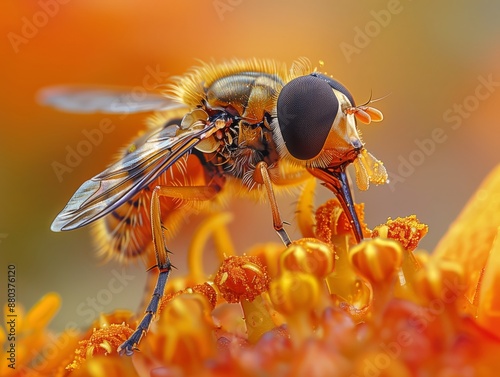 Hoverfly on a Flower- Capture a hoverfly as it feeds on the nectar of a flower