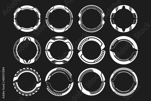 HUD Futuristic Circular UI Elements. Sci-Fi Tech Rings and Frames