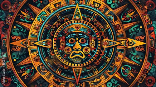 Aztec Calendar Illustration