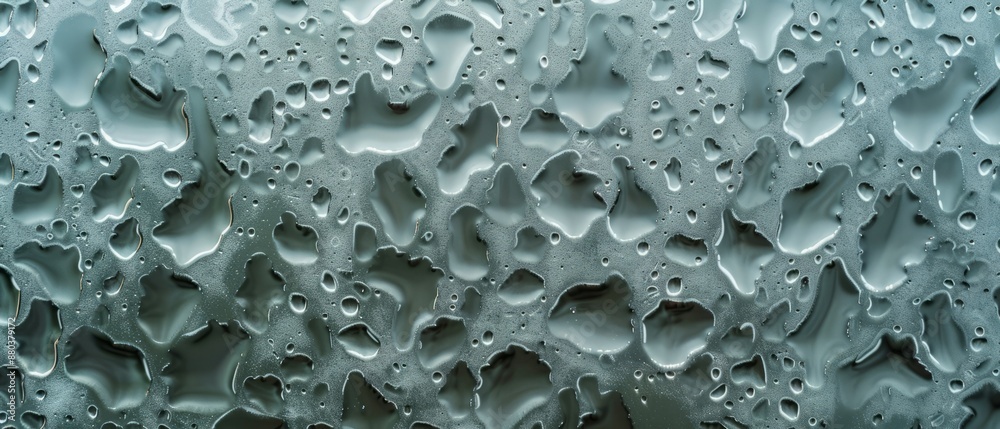Panoramic close-up, high detail scan of waterdrops on window texture, Generative AI Panoramic close-up, high detail scan of waterdrops on window texture, Generative AI