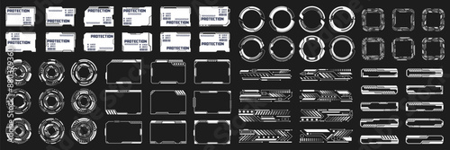 Set of HUD Futuristic Interface Elements and Digital Frames Collection