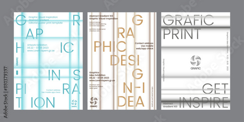 Abstract soft gradient poster templates set graphic design exhibition annual brochure cover banner flyer printing visual art creative modern clean simple layout unique editorial a4 line square