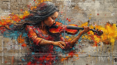 Street Art Mural of a Woman Playing the Violin