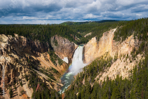 Lookout Point at the Grand Canyon of the Yellowstone and Lower Falls from Artist Point, Yellowstone National Park, Wyoming