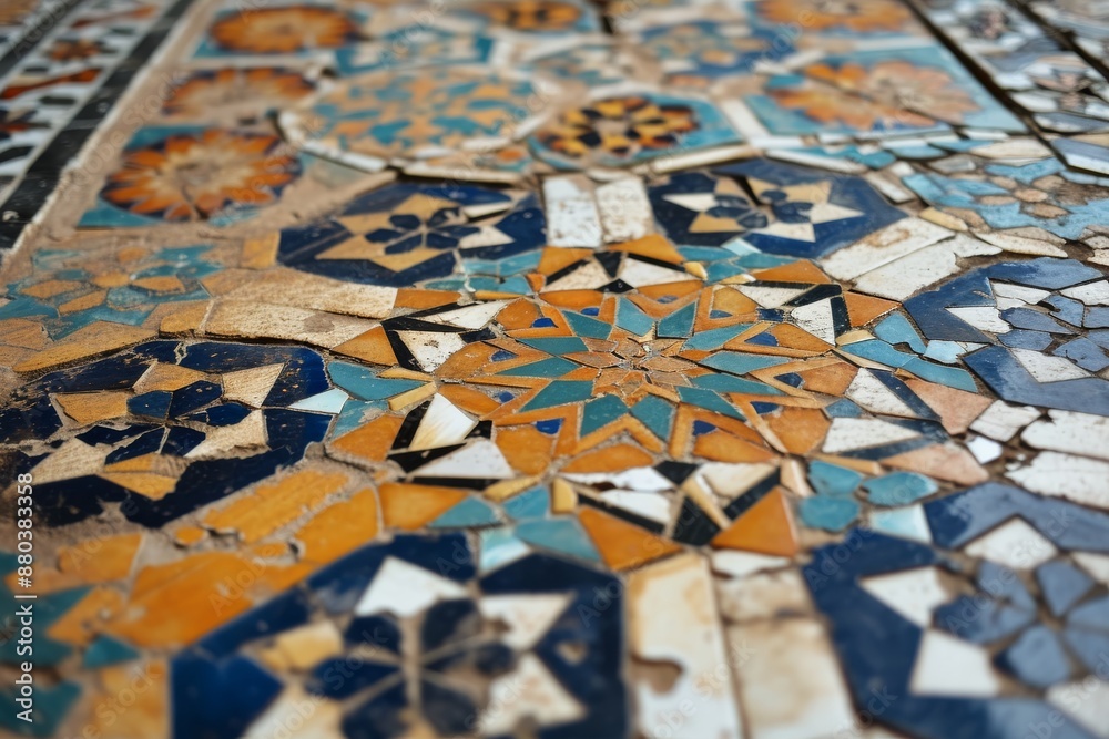 A tile mosaic pattern from a Moroccan riad, AI generated