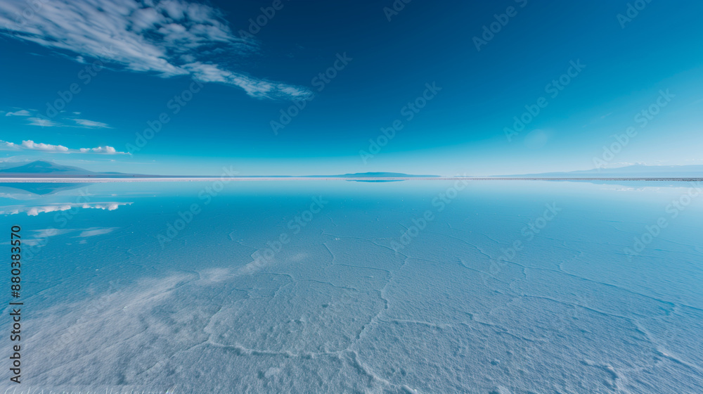 Mirror reflection in Salar de Uyuni, Bolivia with vast salt flats and stunning reflections. Mirror reflection in Salar de Uyuni, Bolivia with vast salt flats and stunning reflections.