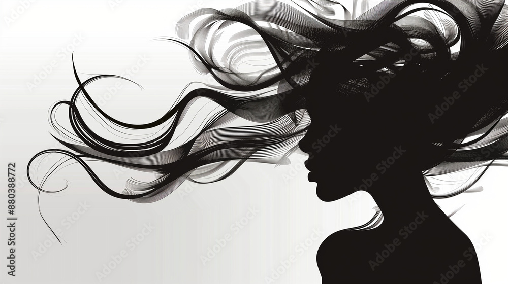 Fototapeta premium Woman silhouette monochromatic
