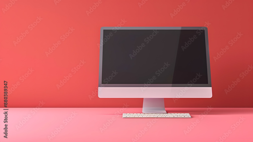 Blank Computer screen mock up isolated on pink background Blank Computer screen mock up isolated on pink background