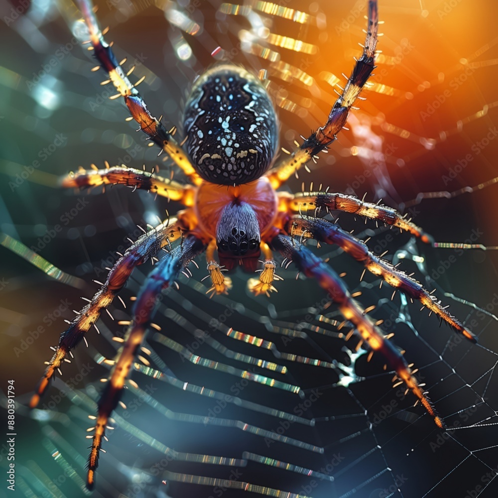 Fototapeta premium Spider Catching Prey in Web- Capture the moment a spider catches its prey in its web