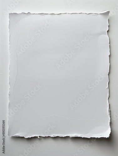 Foglio bianco di cartoncino strappato ai bordi. 