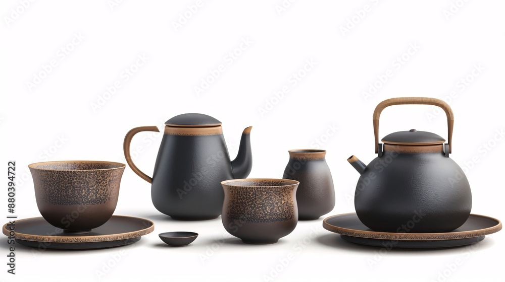 Black Tea Set with Golden Accents. Black Tea Set with Golden Accents.