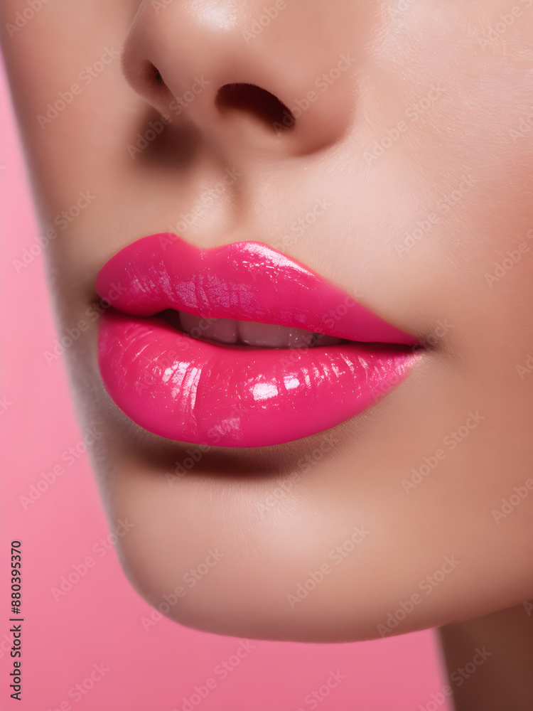 Fototapeta premium Glossy pink lip