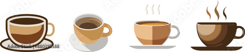 Coffee cup set isolated vector illustration