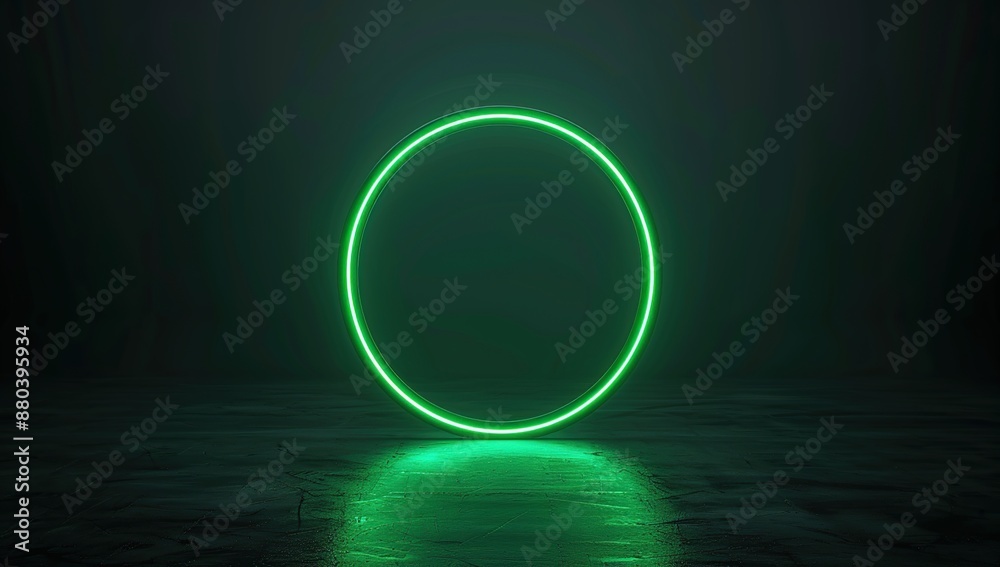 Glowing Green Circle on Dark Background Glowing Green Circle on Dark Background