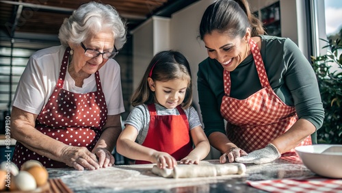 Latin Mother & Daughter-in-Law Baking Cookies Together, Sharing Joyful Traditions