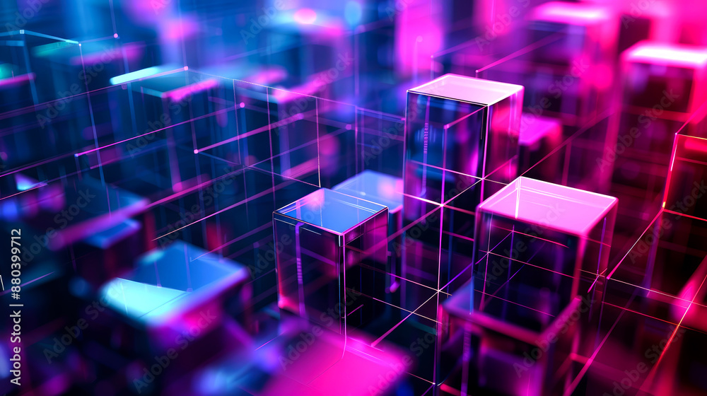 Obraz premium background 3D square and line connected for internet networking
