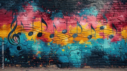 Musical Graffiti on a Brick Wall